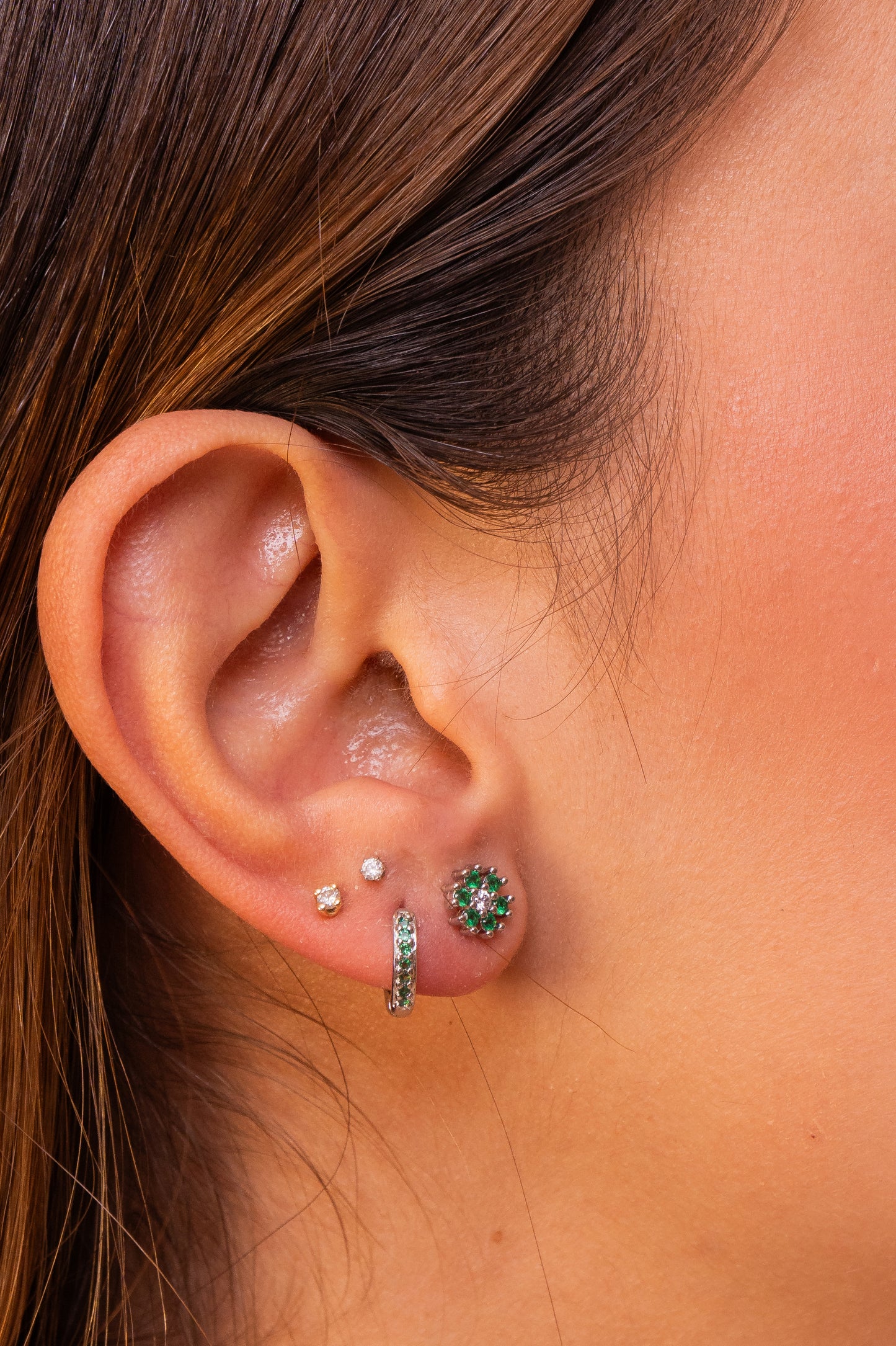 Flower Emerald Studs