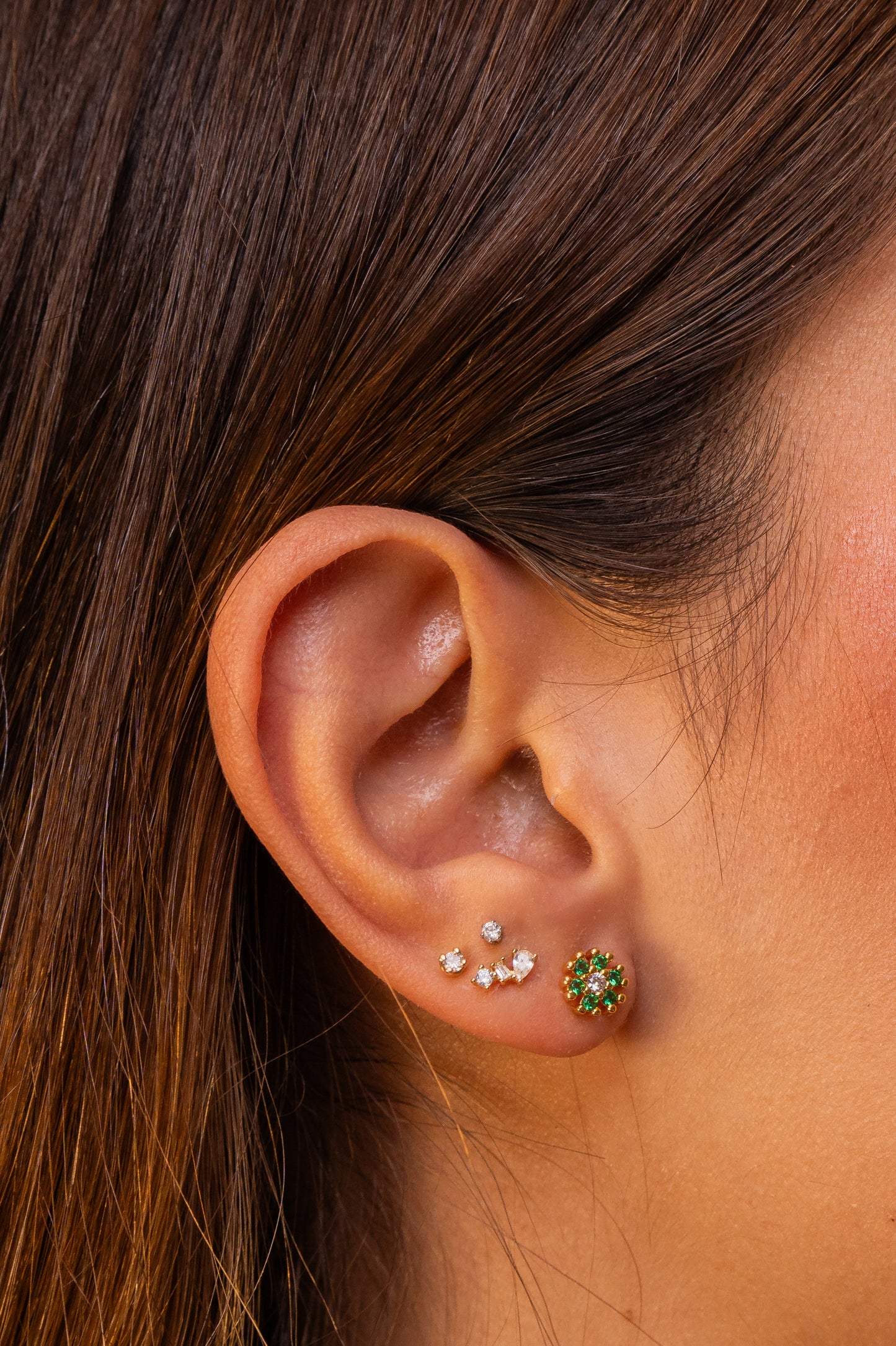 Flower Emerald Studs