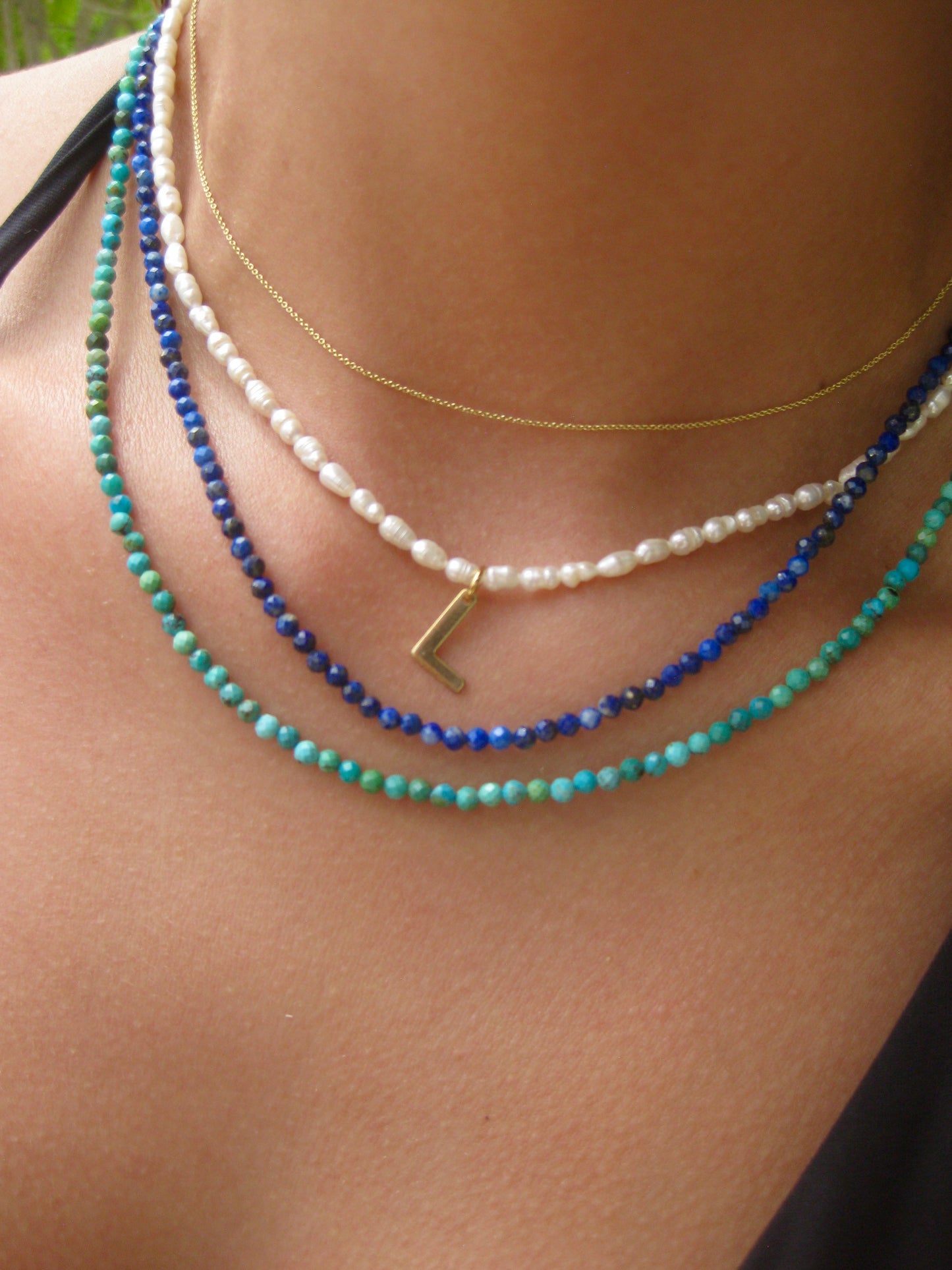 Gold Initial Pearl Necklace