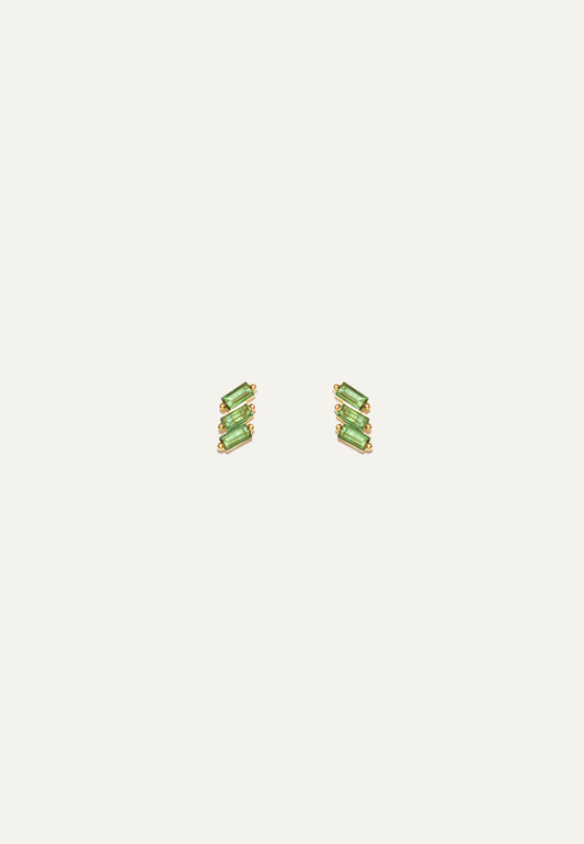 Emerald Baguette Studs