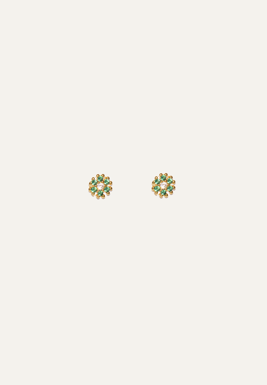 Flower Emerald Studs