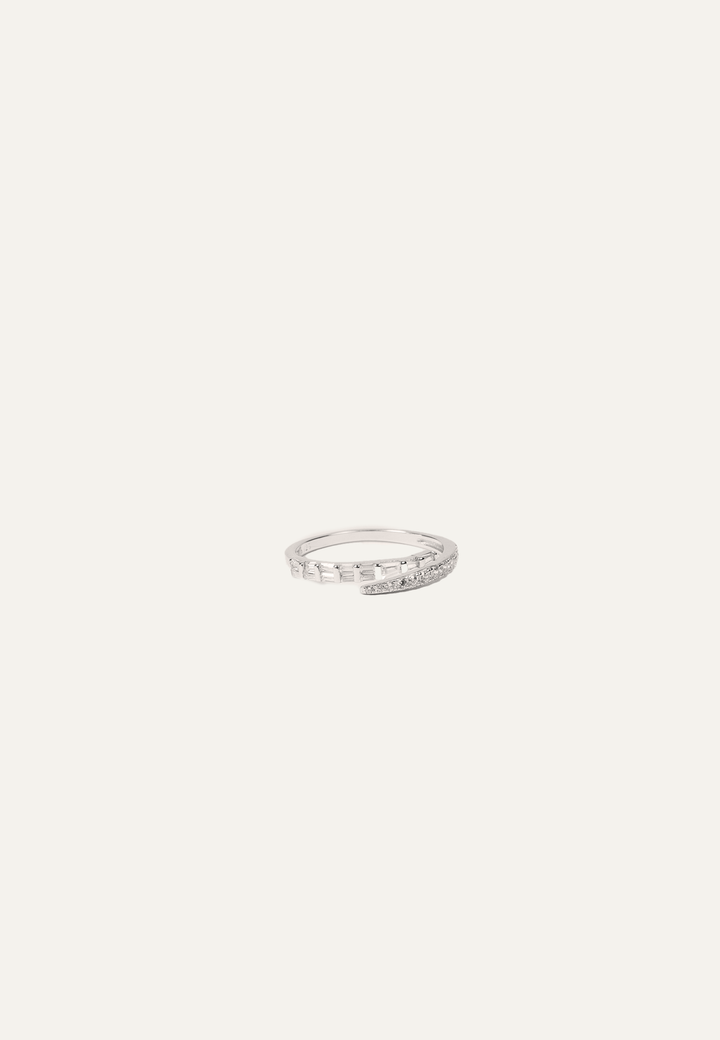 Baguette Claw Siver Ring