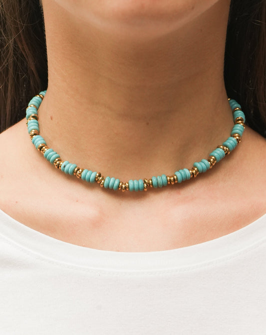 Discos And Gold Turquoise Necklace