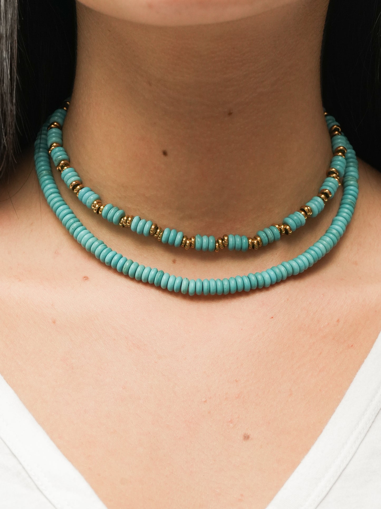 Discos And Gold Turquoise Necklace