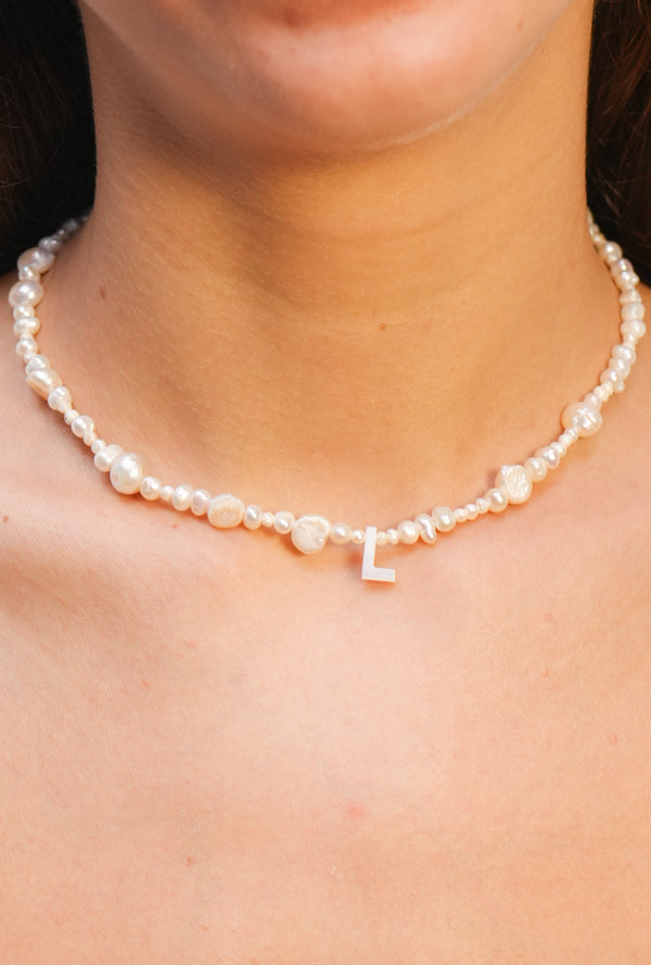 Nacar Initial Pearl Necklace
