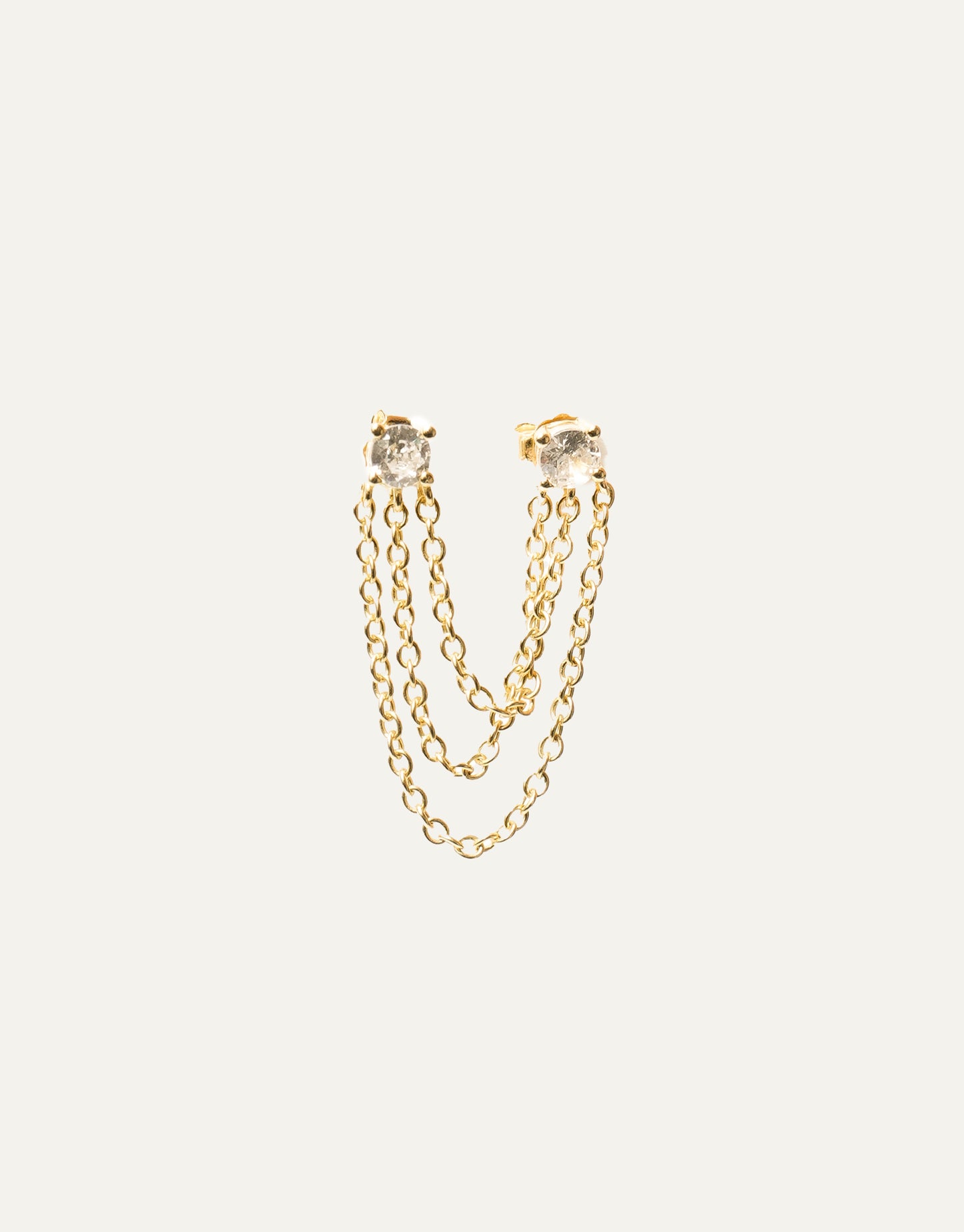 Gold Studs Triple Chain