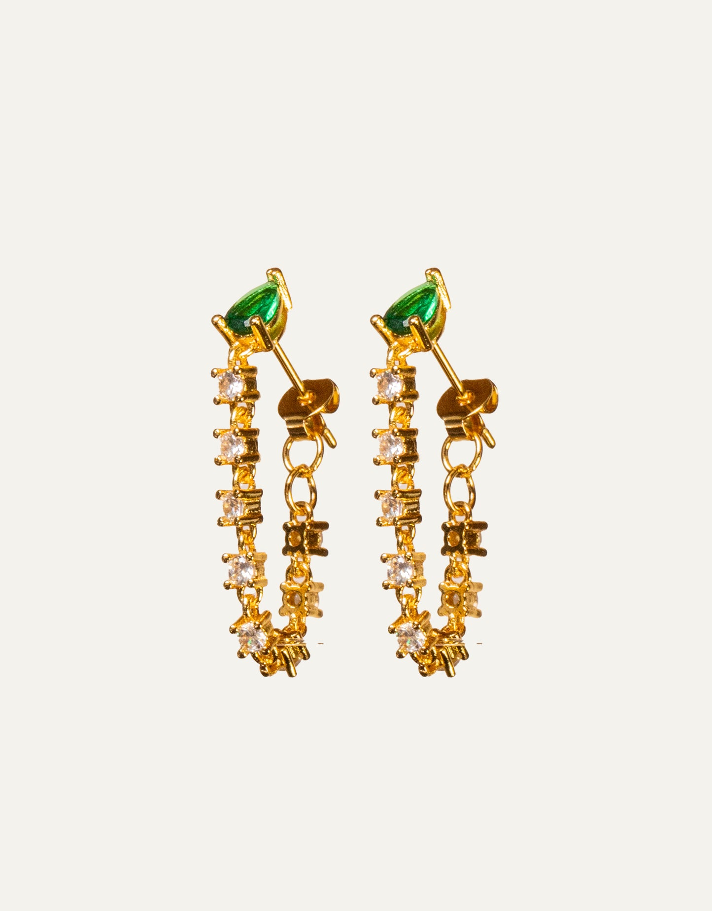 Emeralds Chain Zircons Studs