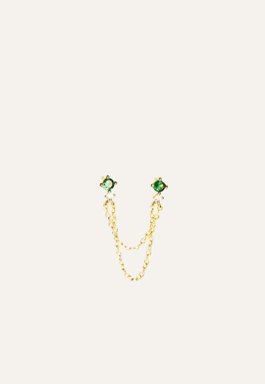 Emerald Stud Double Chain