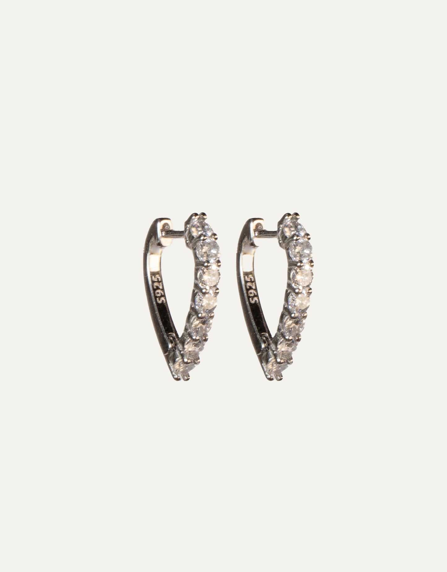 Silver Zircon Drop Hoops