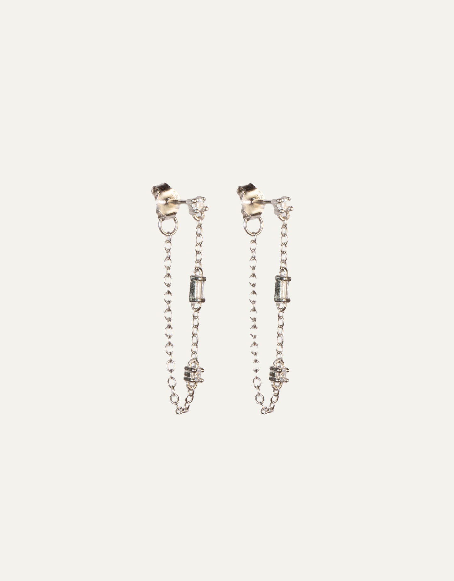 Studs Alternated Zircon Silver Chain