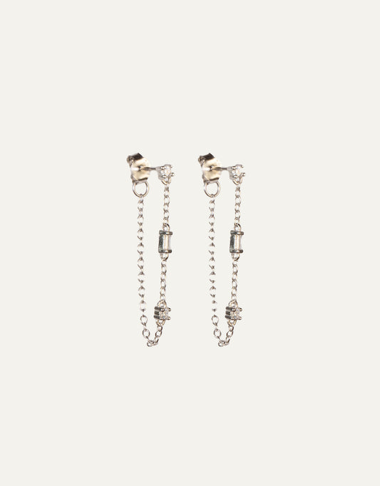 Studs Alternated Zircon Silver Chain