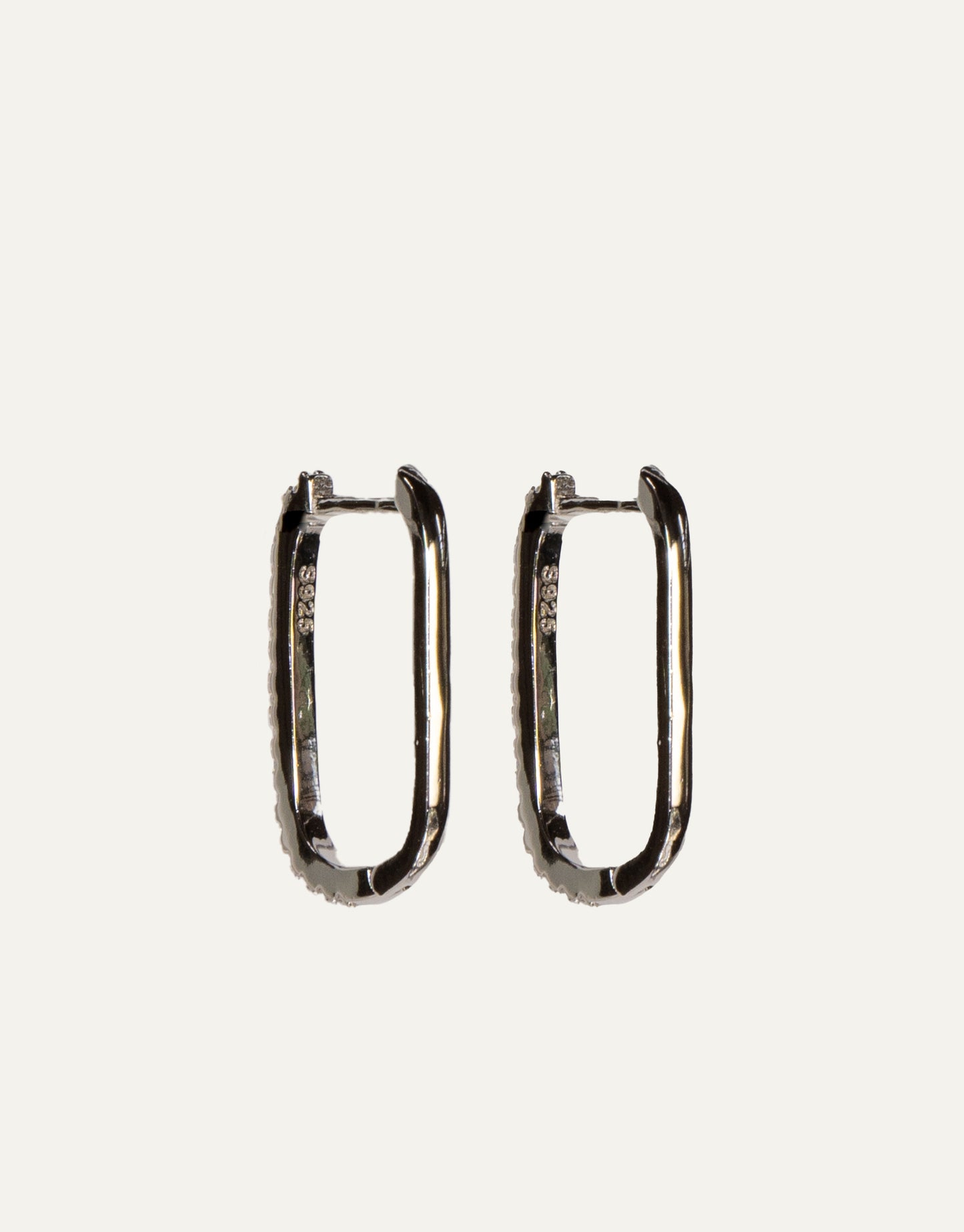 Silver Zircon Squared Hoops