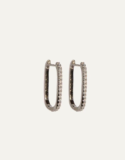 Silver Zircon Squared Hoops