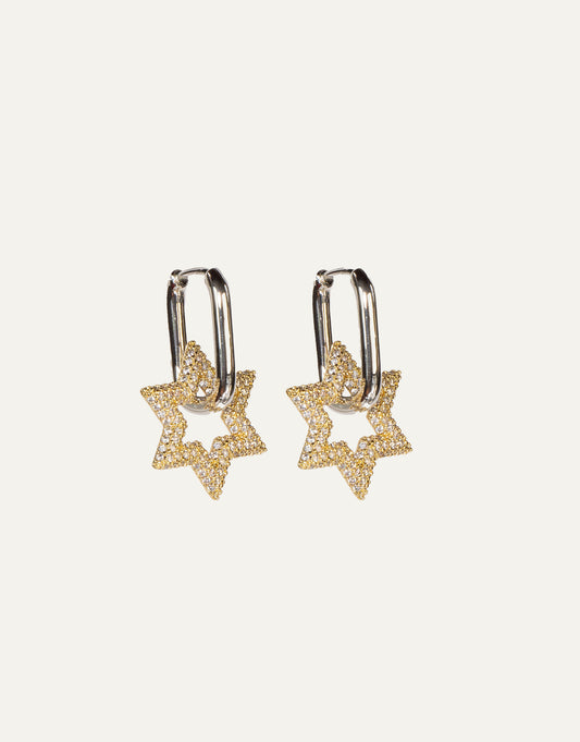 Bold Gold & Silver Star Hoops