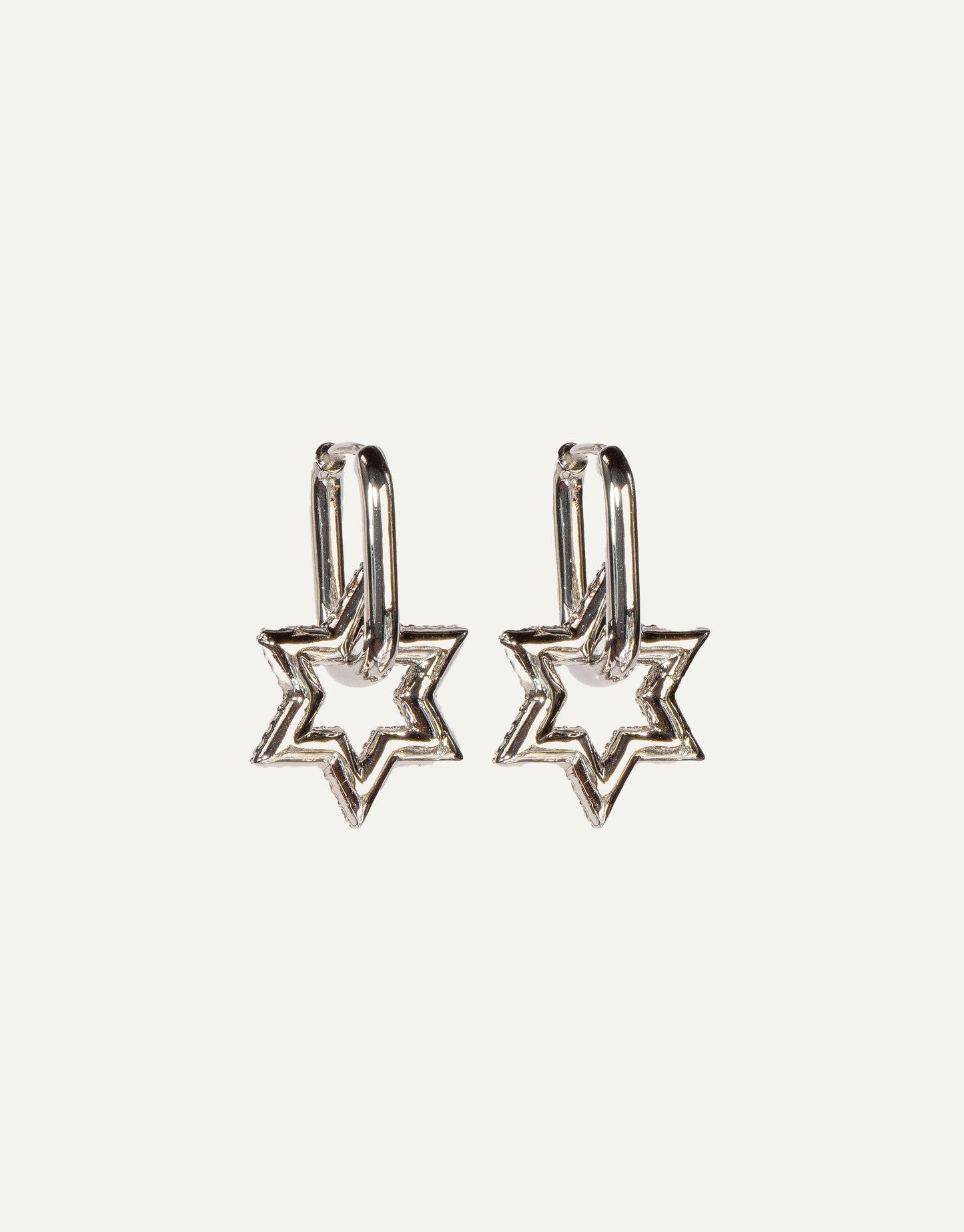 Bold Silver Star Hoops