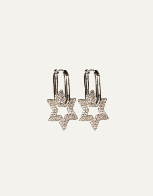 Bold Silver Star Hoops