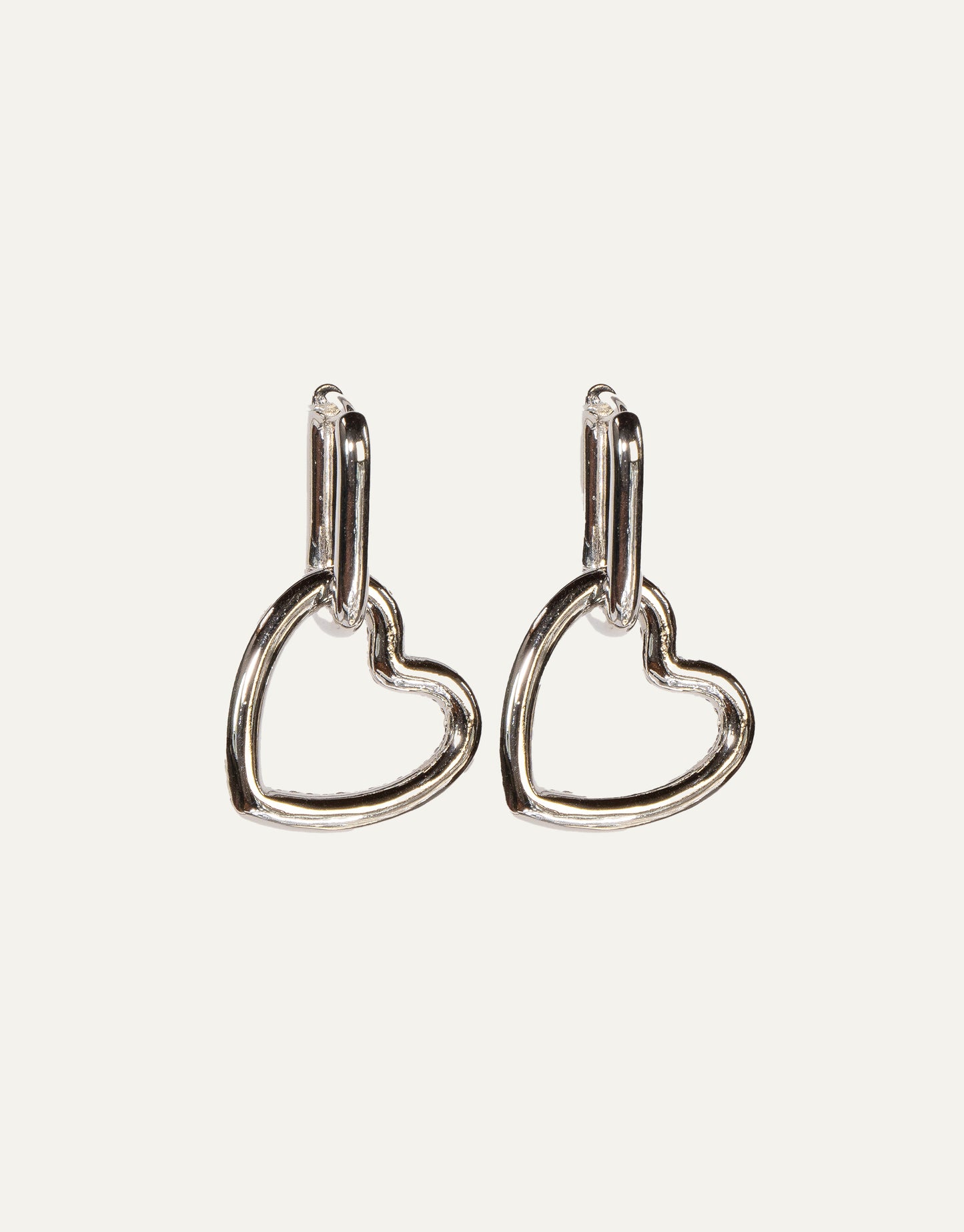 Bold Silver Heart Hoops