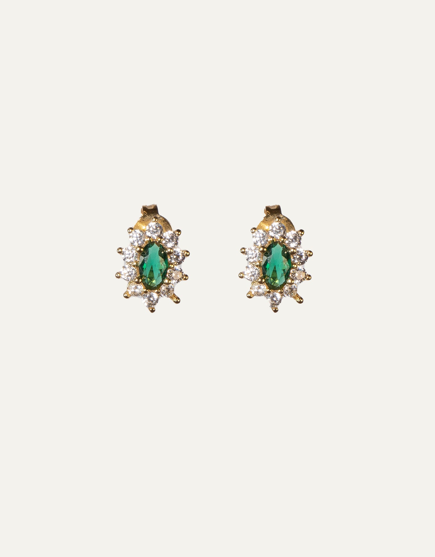 Gold Emerald Studs