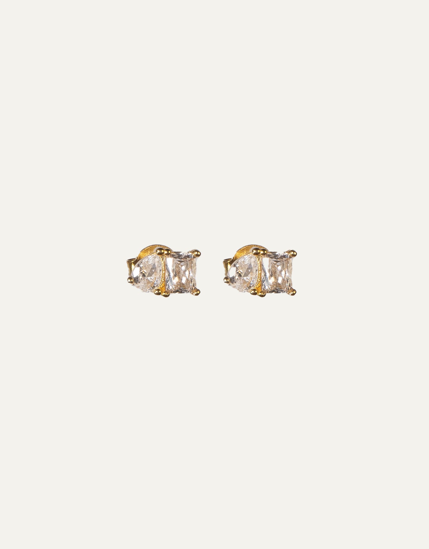 Square Drop Gold Studs