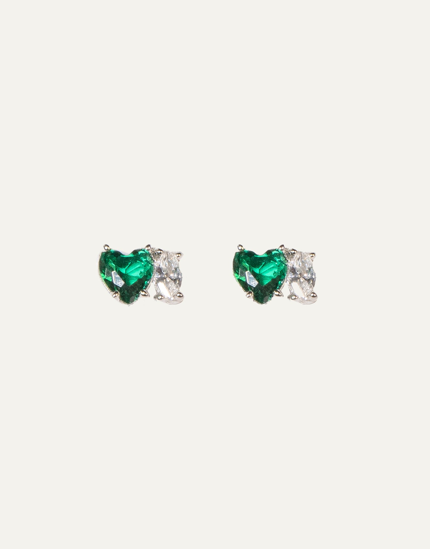 Heart & Zircon Silver Studs