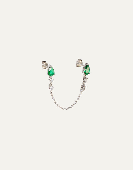 Emeralds Silver Chain Studs