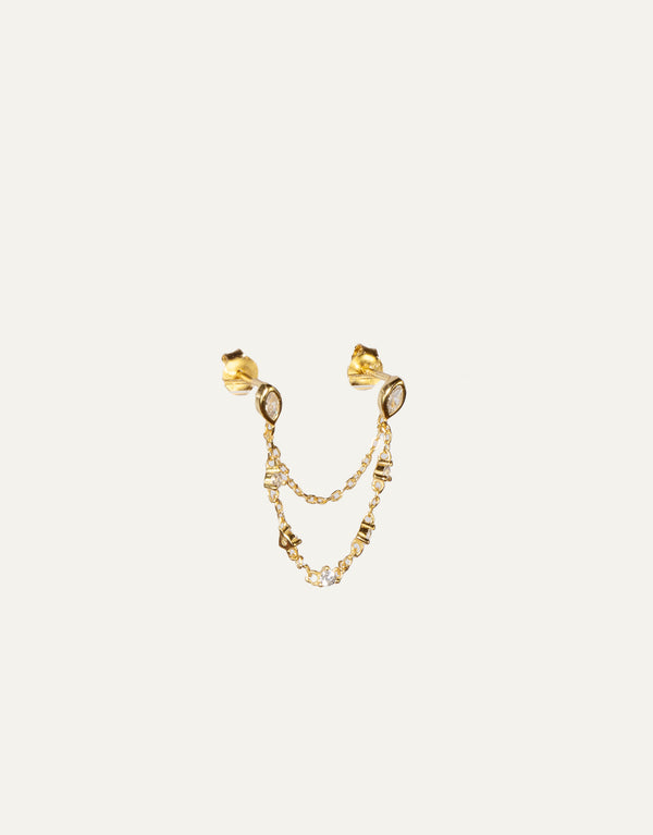 Gold Drops Double Chain Studs
