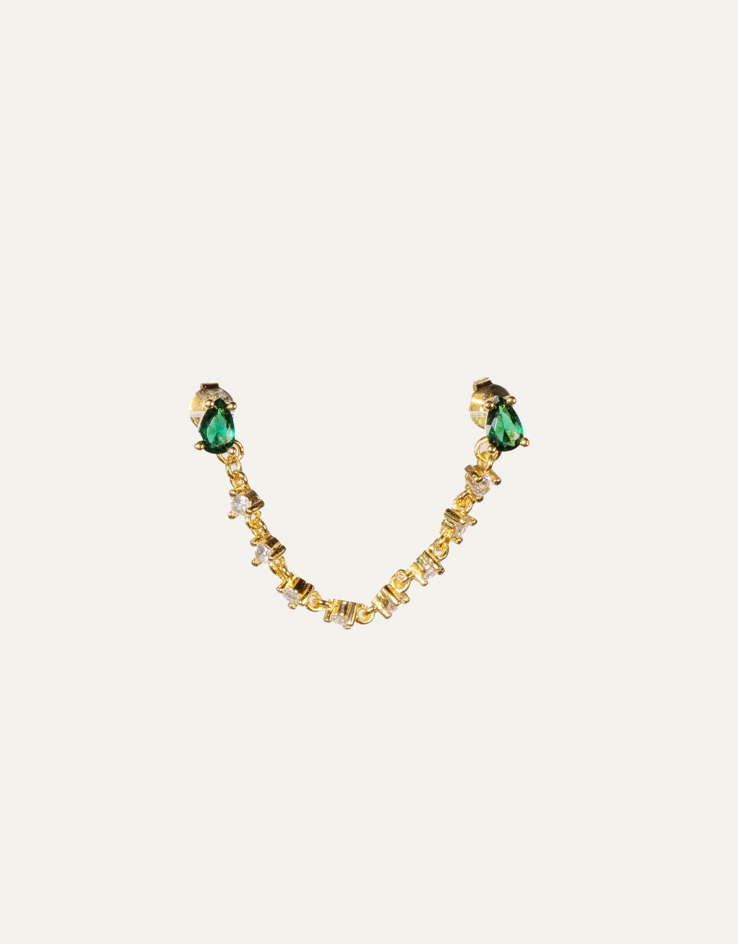 Emeralds Gold Zircon Chain Studs