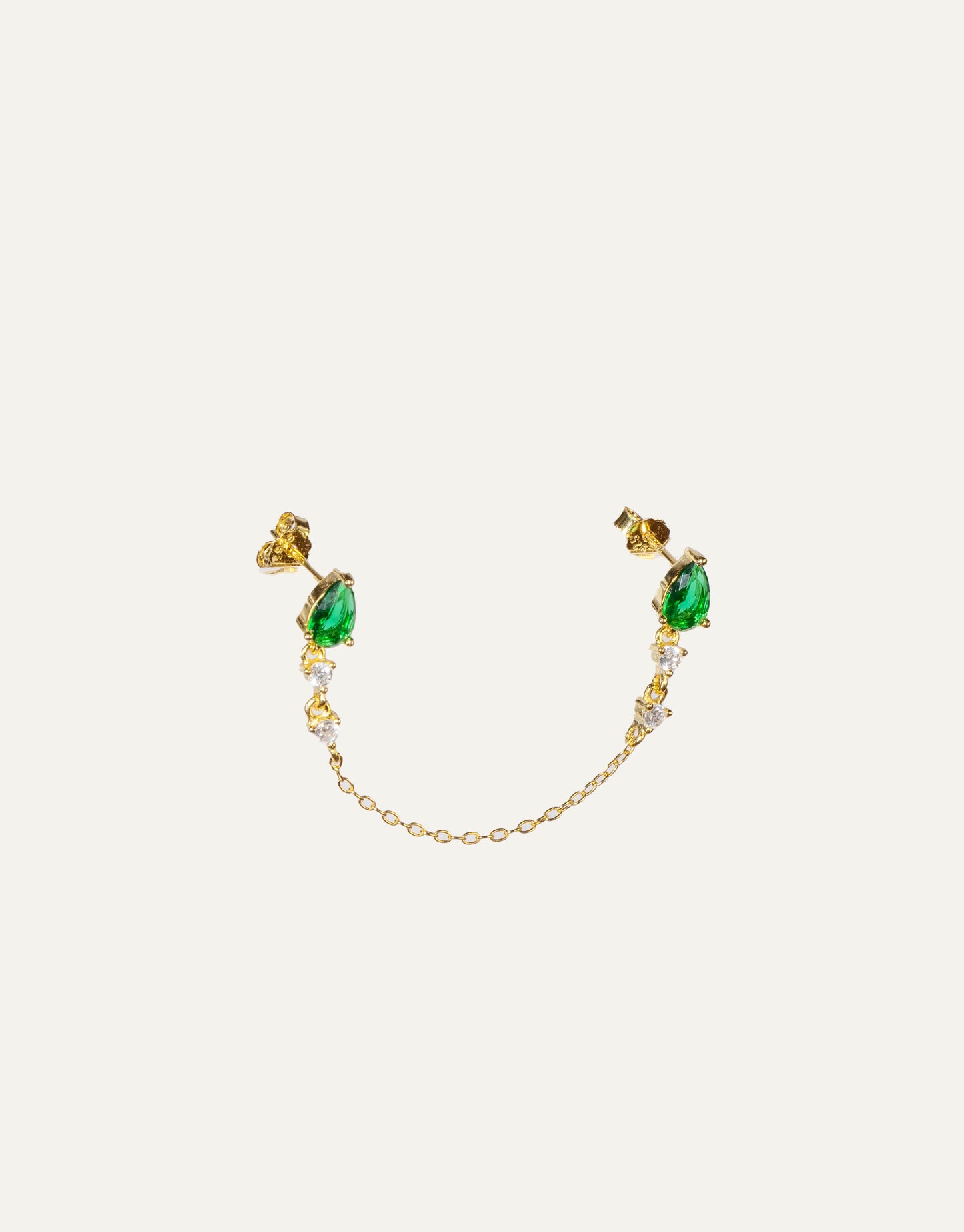 Emeralds Gold Chain Studs