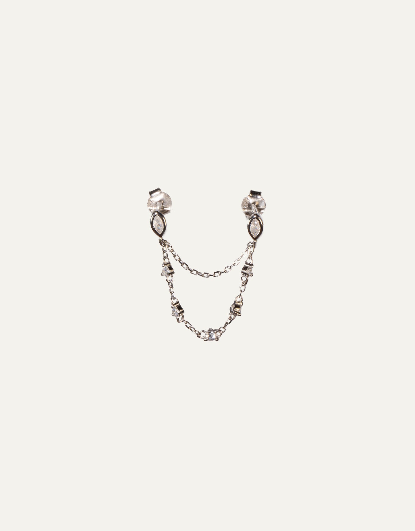 Silver Drops Double Chain Studs