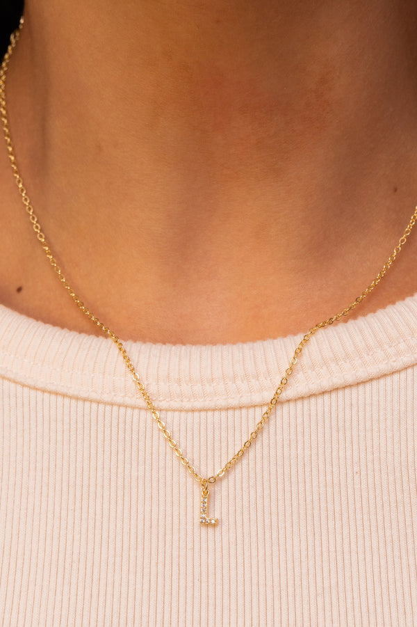 Initial Zircon Gold Necklace