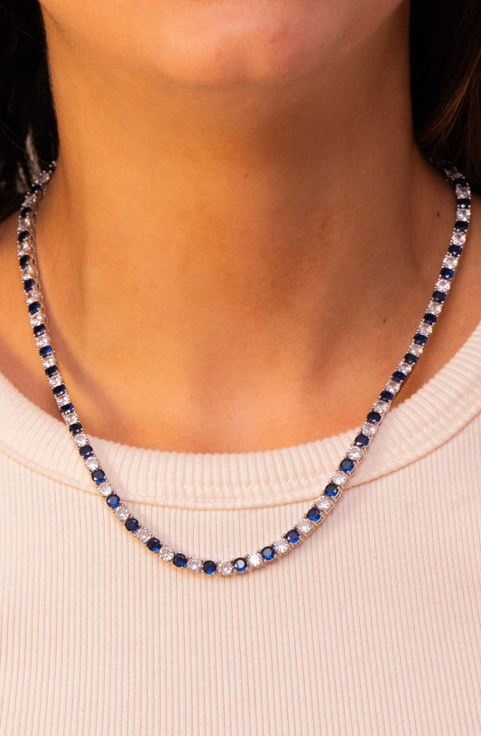 Sapphire & Zircon Tennis Necklace