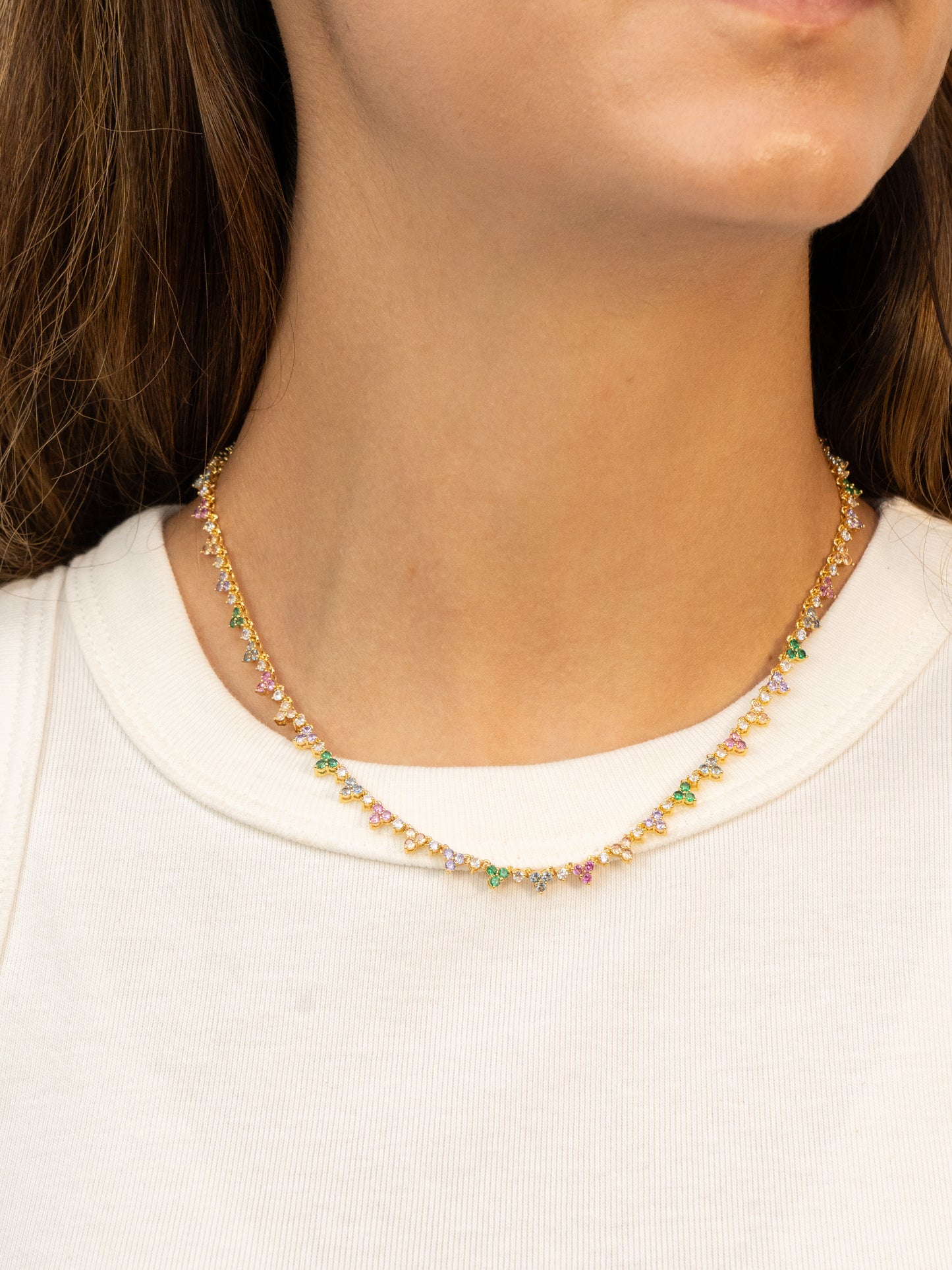 Irregular Rainbow Tennis Necklace