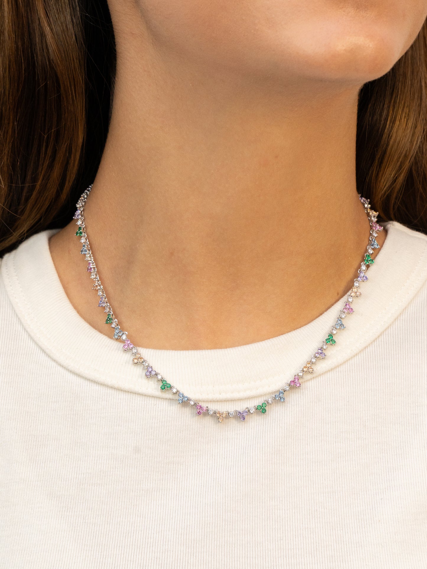 Irregular Rainbow Tennis Necklace