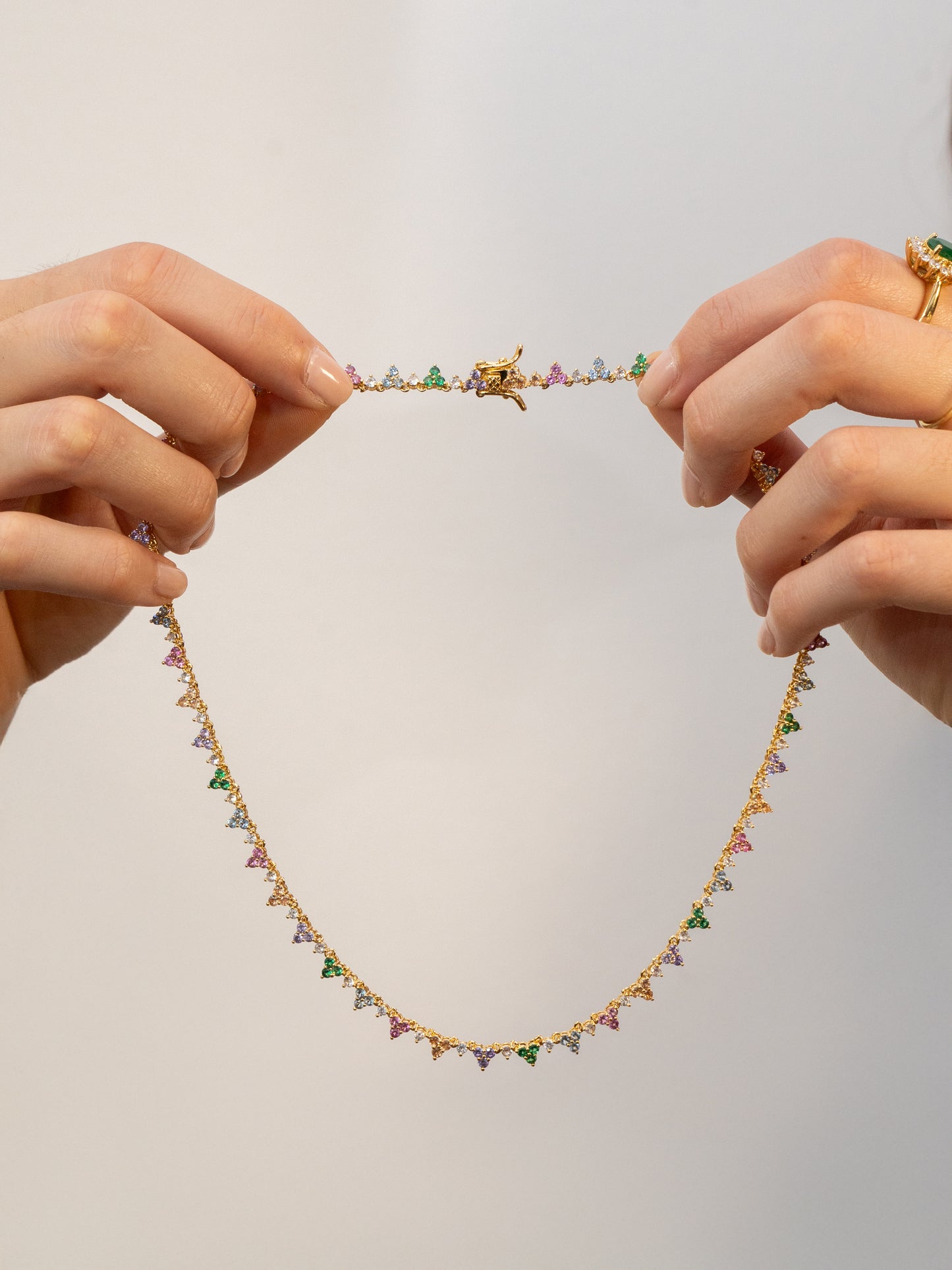 Irregular Rainbow Tennis Necklace