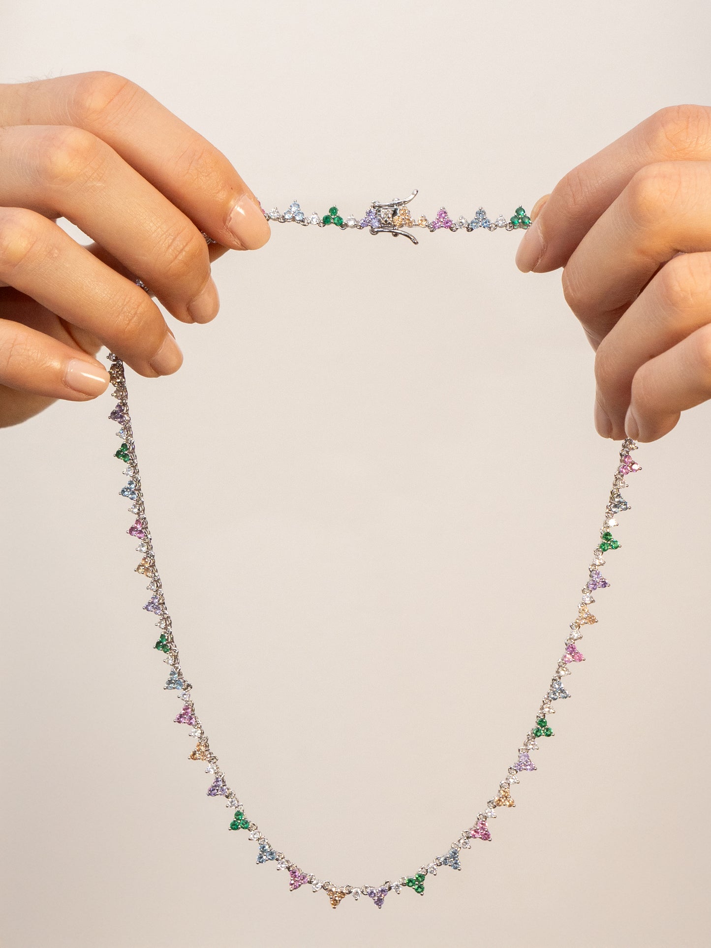 Irregular Rainbow Tennis Necklace