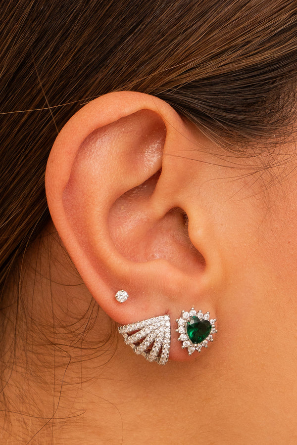 Heart Emerald Studs