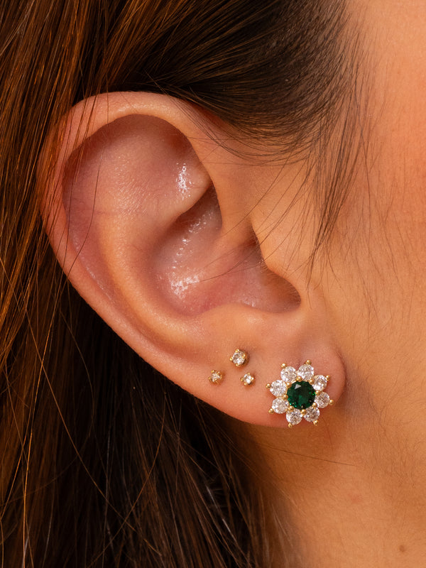 Maxi Flower Emerald Studs