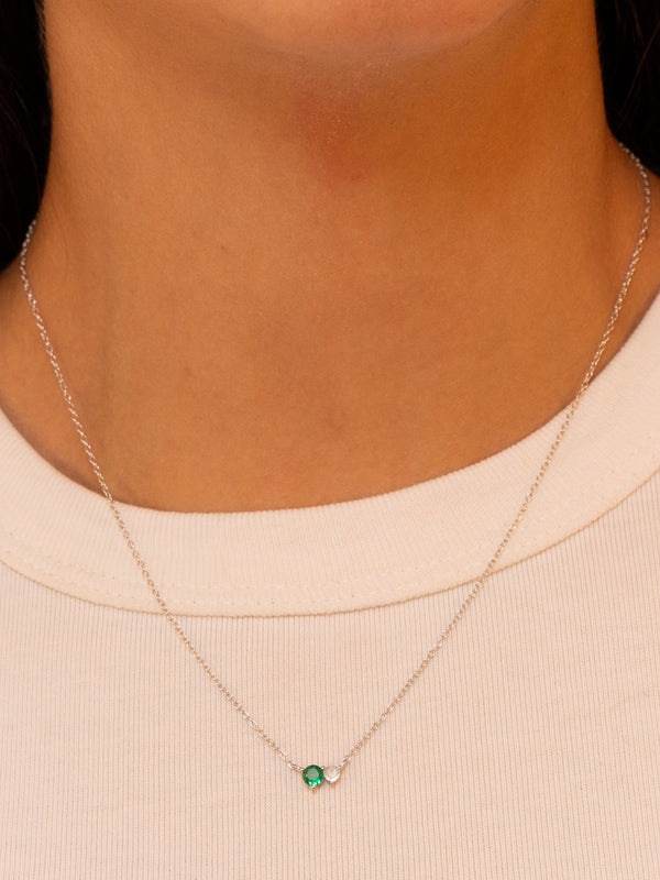 Emerald & Zircon Charm Necklace