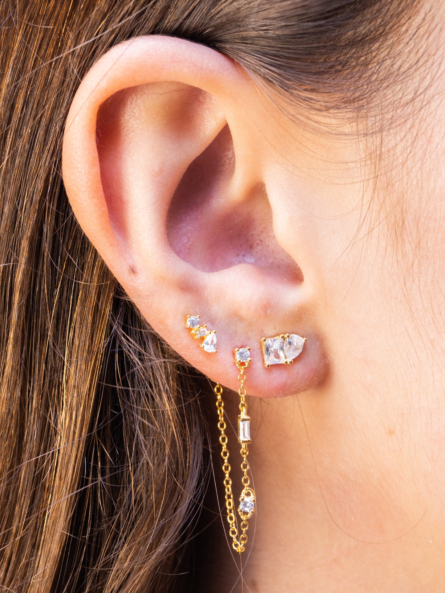 Studs Alternated Zircon Gold Chain