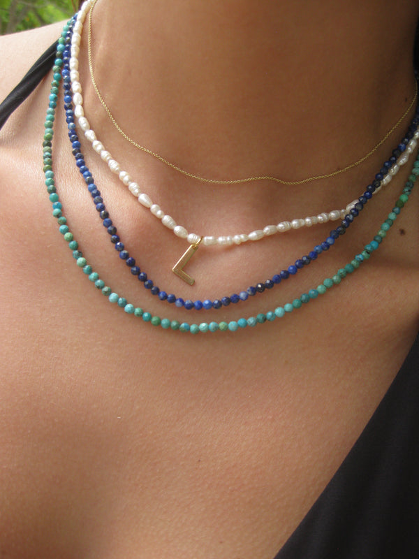 Gold Initial Pearl Necklace