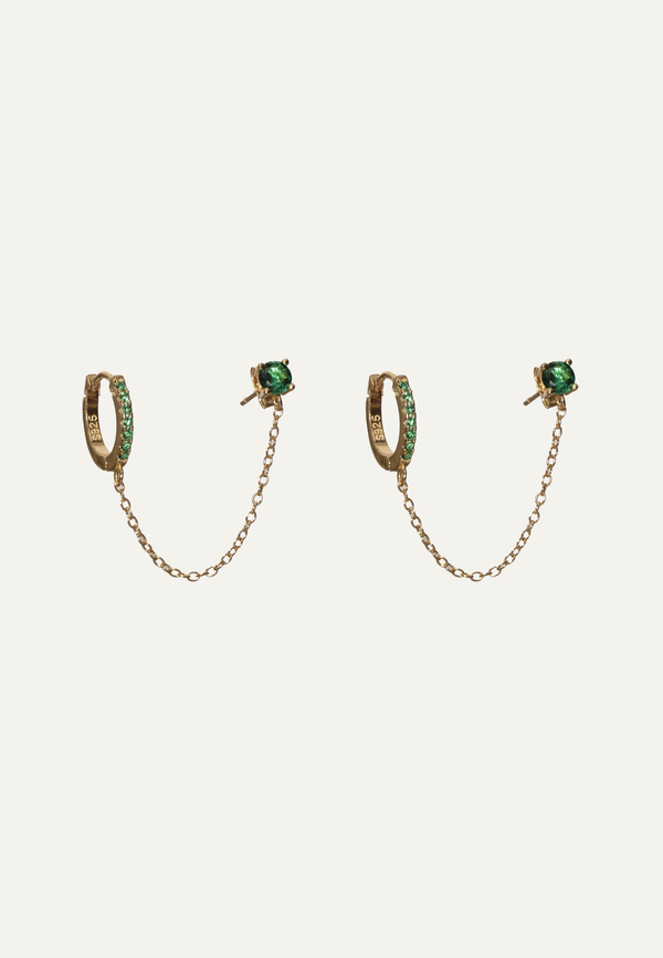 Emerald Hoop & Stud Chain
